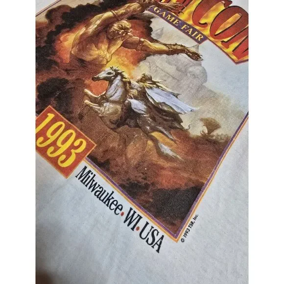 RARE Vintage 1993 Gen Con T-Shirt Magic The Gathering Introduced Size XL/2XL - Picture 3 of 9